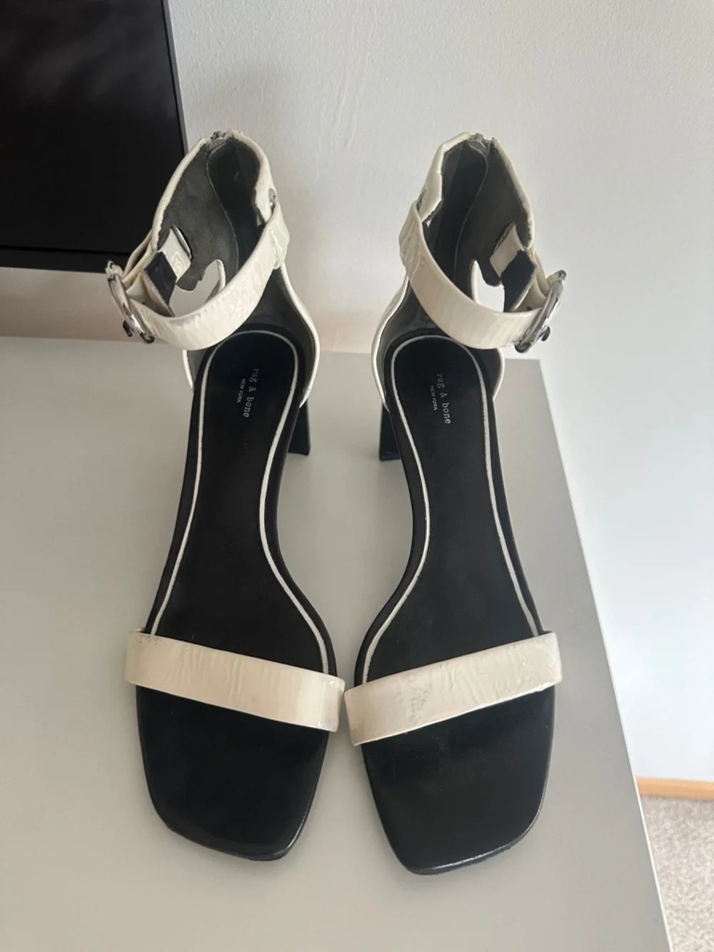 Rag & Bone Ellis White Patent Heels‎